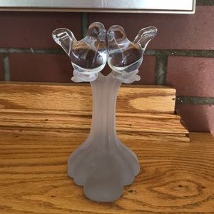 Beautiful glass love bird cake topper